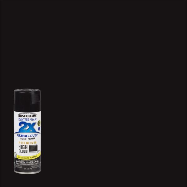 Rust-Oleum Painter's Touch 2X Ultra Cover High-Gloss Black Paint+Primer Spray Paint 12 oz