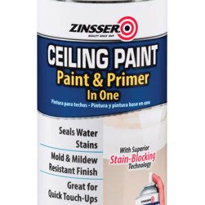 Zinsser Flat Bright White Water-Based Ceiling Paint and Primer in One Interior 13 oz