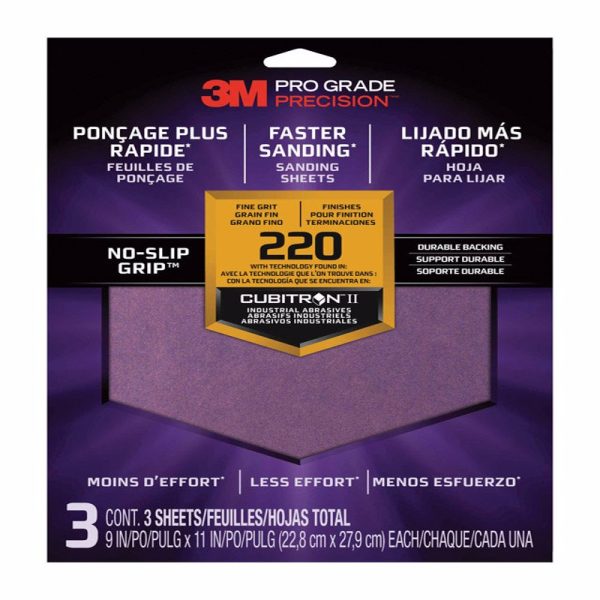 3M Pro Grade Precision 11 in. L X 9 in. W 220 Grit Ceramic Sanding Sheet 3 pk