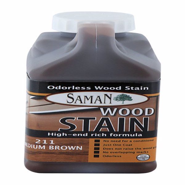 Saman Semi-Transparent Medium Brown Water-Based Wood Stain 32 oz