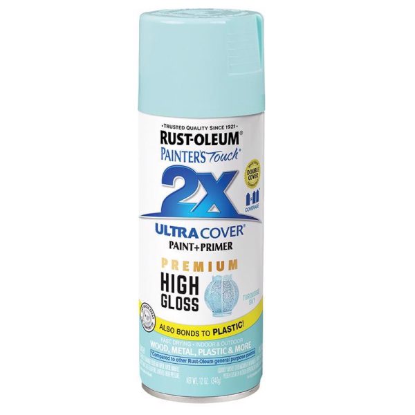 Rust-Oleum Painter's Touch 2X Ultra Cover High-Gloss Turquoise Sky Paint + Primer Spray Paint 12 oz