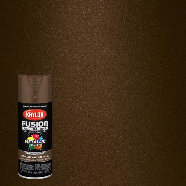 Krylon Fusion All-In-One Metallic Vintage Brass Paint+Primer Spray Paint 12 oz