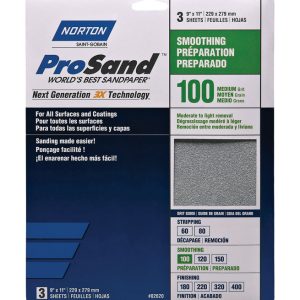 Norton ProSand 11 in. L X 9 in. W 100 Grit Aluminum Oxide Sandpaper 3 pk