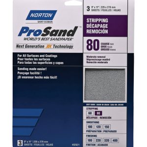 Norton ProSand 11 in. L X 9 in. W 80 Grit Aluminum Oxide Sandpaper 3 pk