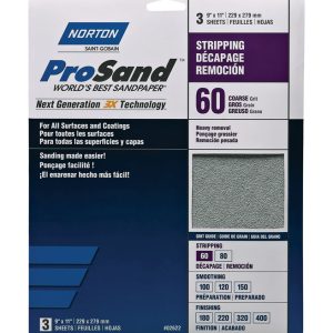 Norton ProSand 11 in. L X 9 in. W 60 Grit Aluminum Oxide Sandpaper 3 pk