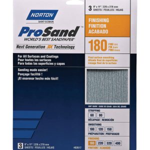Norton ProSand 11 in. L X 9 in. W 180 Grit Aluminum Oxide Sandpaper 3 pk
