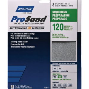 Norton ProSand 11 in. L X 9 in. W 120 Grit Aluminum Oxide Sandpaper 3 pk