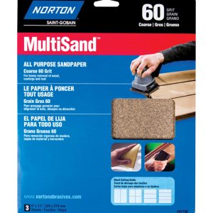 Norton MultiSand 11 in. L X 9 in. W 60 Grit Aluminum Oxide All Purpose Sandpaper 3 pk