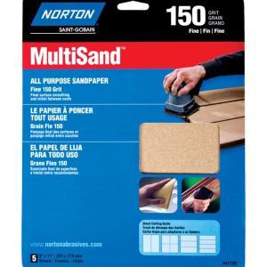 Norton MultiSand 11 in. L X 9 in. W 150 Grit Aluminum Oxide All Purpose Sandpaper 5 pk