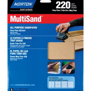 Norton MultiSand 11 in. L X 9 in. W 220 Grit Aluminum Oxide All Purpose Sandpaper 5 pk