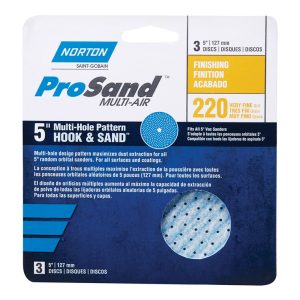 Norton ProSand 5 in. Ceramic Alumina Hook and Loop A975 Sanding Disc 220 Grit Very Fine 3 pk