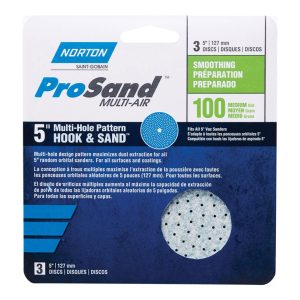 Norton ProSand 5 in. Ceramic Alumina Hook and Loop A975 Sanding Disc 100 Grit Medium 3 pk
