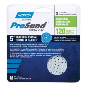 Norton ProSand 5 in. Ceramic Alumina Hook and Loop A975 Sanding Disc 120 Grit Medium 3 pk