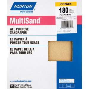 Norton MultiSand 11 in. L X 9 in. W 180 Grit Aluminum Oxide All Purpose Sandpaper 25 pk