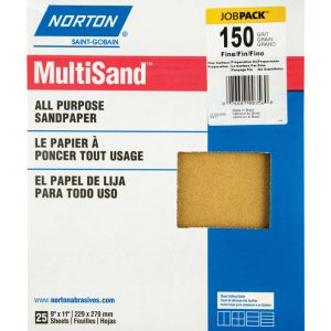 Norton MultiSand 11 in. L X 9 in. W 150 Grit Aluminum Oxide All Purpose Sandpaper 25 pk