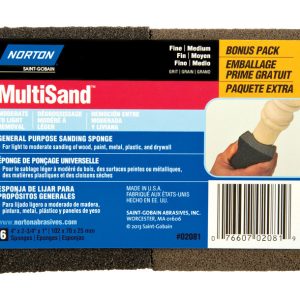 Norton MultiSand 4 in. L X 2.75 in. W X 1 in. Fine/Medium Dual Angle Sanding Sponge