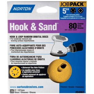 Norton Hook & Sand 5 in. Aluminum Oxide Hook and Loop A250/A290 Sanding Disc 80 Grit Coarse 25 pk