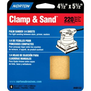Norton Clamp & Sand 5-1/2 in. L X 4-1/2 in. W 220 Grit Aluminum Oxide 1/4 Sheet Sandpaper 6 pk