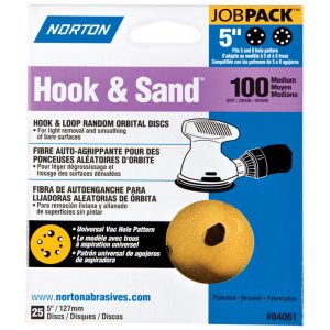 Norton Hook & Sand 5 in. Aluminum Oxide Hook and Loop A290 Sanding Disc 100 Grit Medium 25 pk
