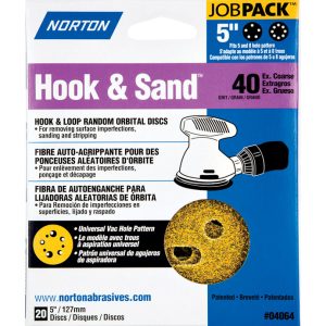 Norton Hook & Sand 5 in. Aluminum Oxide Hook and Loop A250/A290 Sanding Disc 40 Grit Extra Coarse 20