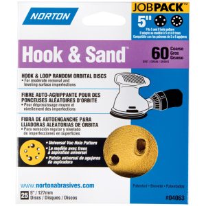 Norton Hook & Sand 5 in. Aluminum Oxide Hook and Loop A250/A290 Sanding Disc 60 Grit Coarse 25 pk