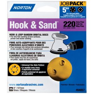 Norton Hook & Sand 5 in. Aluminum Oxide Hook and Loop A290 Sanding Disc 220 Grit Very Fine 25 pk