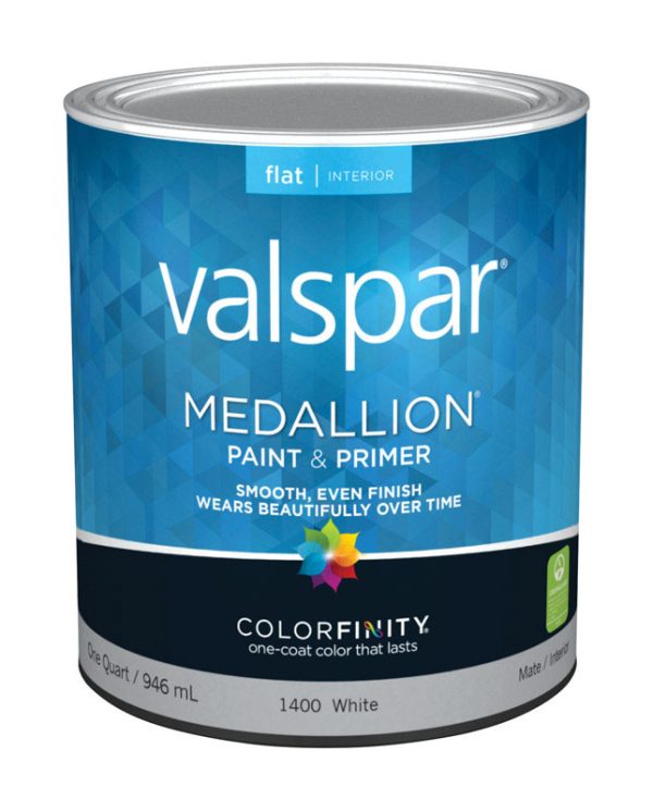 Valspar Medallion Flat White Paint and Primer Interior 1 qt
