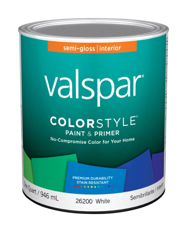 Valspar Color Style Semi-Gloss White White Base Paint and Primer Interior 1 qt