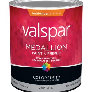 Valspar Medallion Semi-Gloss White Paint and Primer in One Exterior 1 qt