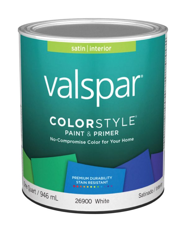 Valspar Color Style Satin White White Base Paint and Primer Interior 1 qt