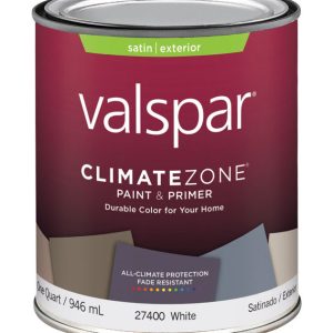 Valspar Climate Zone Satin White Paint and Primer in One Exterior 1 qt