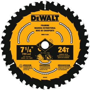 DeWalt 7-1/4 in. D X 5/8 in. Tungsten Carbide Circular Saw Blade 24 teeth 1 pk