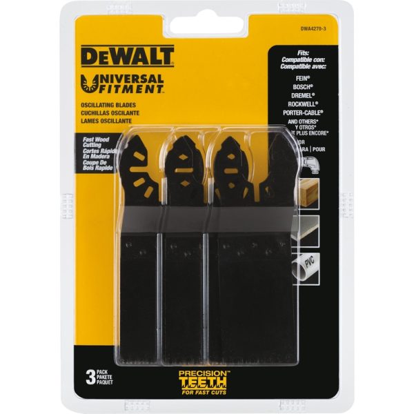 DeWalt 1-1/4 in. High Carbon Steel Fast Wood Cutting Oscillating Blade 3 pk