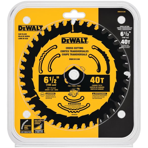 DeWalt 6-1/2 in. D X 5/8 in. Tungsten Carbide Circular Saw Blade 40 teeth 1 pk