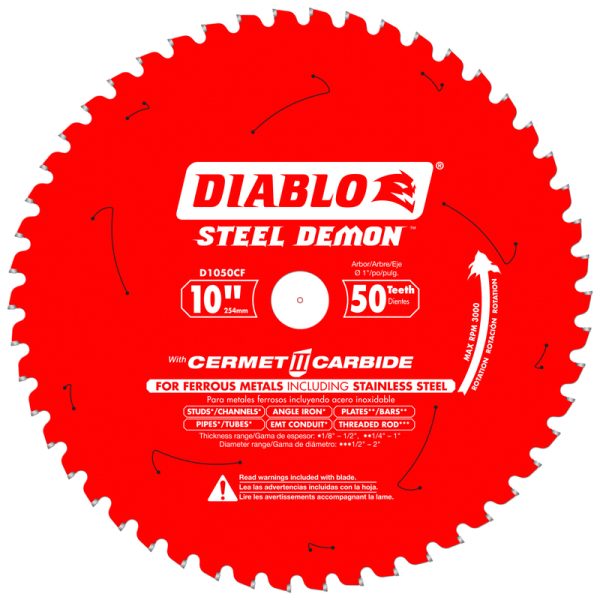 Diablo Steel Demon 10 in. D X 1 in. Cermet Cermet Carbide Circular Saw Blade 50 teeth 1 pk