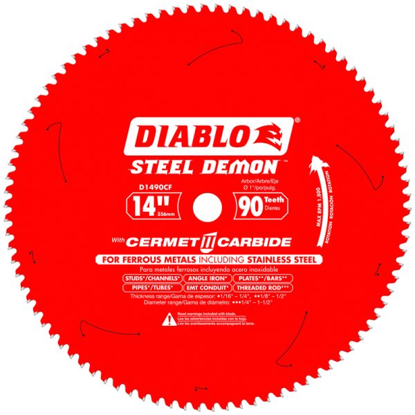 Diablo Steel Demon 14 in. D X 1 in. Cermet Cermet Carbide Circular Saw Blade 90 teeth 1 pk