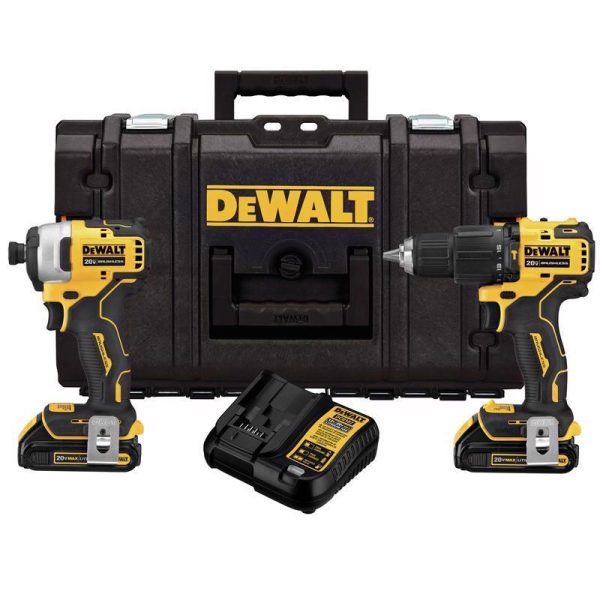 DEWALT 20V MAX ATOMIC Cordless Brushless 2 Tool Hammer Drill and Impact Driver Kit