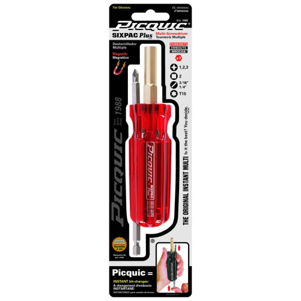 Picquic SIXPAC Plus 7 pc Multi-Bit Screwdriver 6 in.