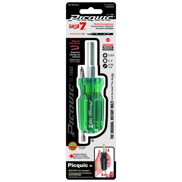 Picquic DASH 7 7 pc Compact Multi-Bit Screwdriver 4-3/4 in.