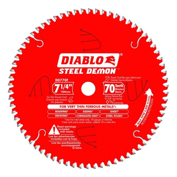 Diablo Steel Demon 7-1/4 in. D X 5/8 in. Carbide Ferrous Metal Saw Blade 70 teeth 1 pc