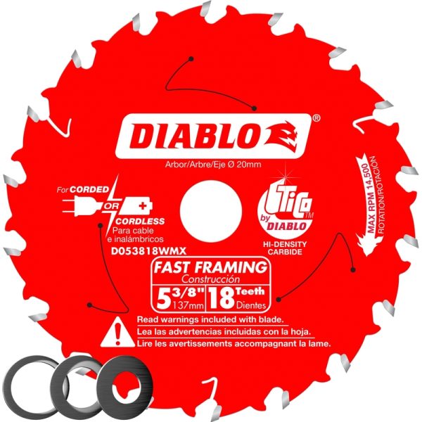 Diablo 5-3/8 in. D X 20 mm TiCo Hi-Density Carbide Fast Framing Saw Blade 18 teeth 1 pk