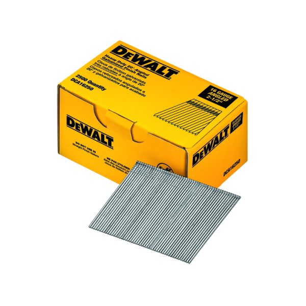 DEWALT 2-1/2 in. 16 Ga. Angled Strip Coated Finish Nails 20 deg 2500 pk