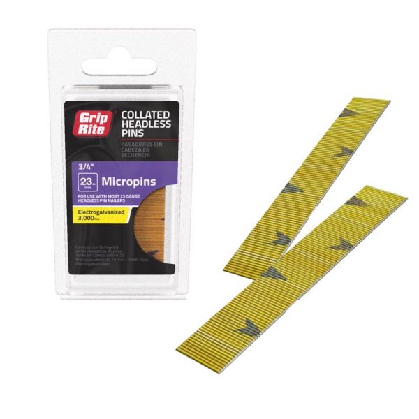 Grip-Rite 3/4 in. 23 Ga. Straight Strip Electro Galvanized Micro Pins 3000 pk