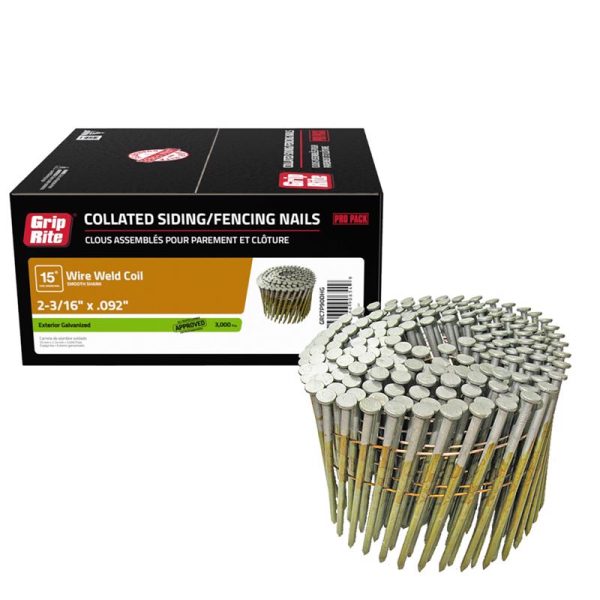Grip-Rite 2-3/16 in. Wire Coil Hot-Dip Galvanized Siding Nails 15 deg 3000 pk