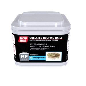 Grip-Rite 1-1/4 in. 11 Ga. Wire Coil Electro Galvanized Roofing Nails 15 deg 600 pk