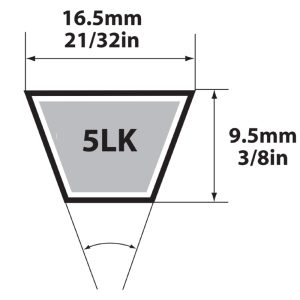 Mitsuboshi Super KB 5LK580 V-Belt 0.63 in. W X 58 in. L For Riding Mowers