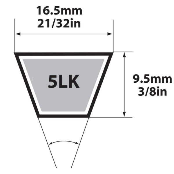 Mitsuboshi Super KB 5LK910 V-Belt 0.63 in. W X 91 in. L For Riding Mowers