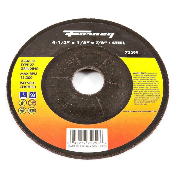 Forney 4-1/4 in. D X 7/8 in. Grinding Wheel