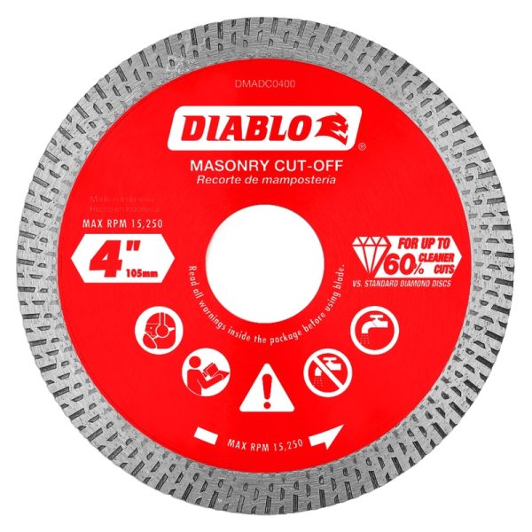 Diablo 4 in. D X 7/8 in. Diamond Continuous Rim Masonry Cut-Off Disc