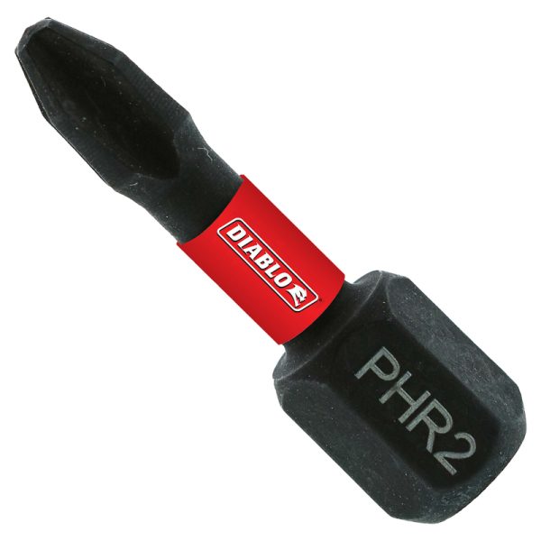 Diablo Phillips Reduced #2 X 1 in. L Driver Bit Black Oxide 2 pk